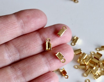30 puntas de acero inoxidable, bañadas en oro, 9 x 4 mm