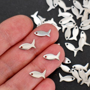 10 silver stainless steel fish charms 12 x 6 mm