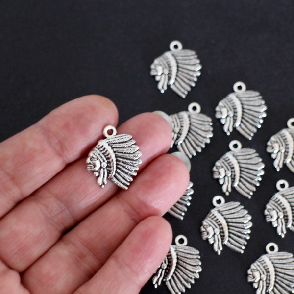 10 Indian silver-plated brass charms 21 x 18 mm