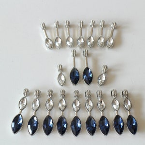 20 Silver Stainless Steel and Glass Drop Pendant Charms