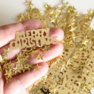 10 grams of Merry Christmas confetti glitter and gold stars