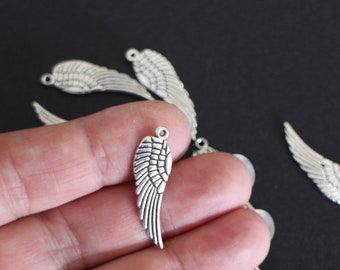10 breloques ailes en laiton argenté 30 x 10 mm pour la réalisation de vos créations bijoux bohème nature