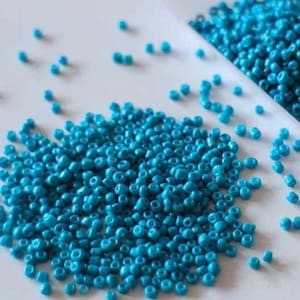 Perline di vetro rotonde blu pavone da 2 mm