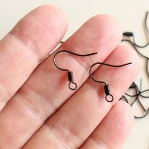 30 black metal earring backs 16 x 15 mm