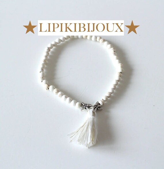 Kit diy bracelet élastique adaptable en perles blanches rondes et