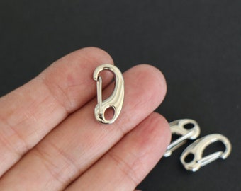 2 silver stainless steel lobster clasps 21 x 11 mm