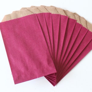 10 pochettes cadeaux rose pivoine en papier kraft 13 x 7 cm