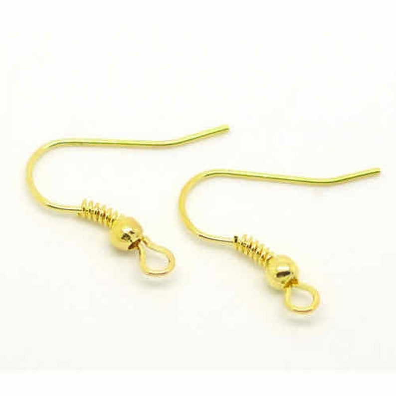 30 boucles d'oreilles crochets hameçons en laiton doré 21 x 18 mm avec petites perles supports à personnaliser image 2