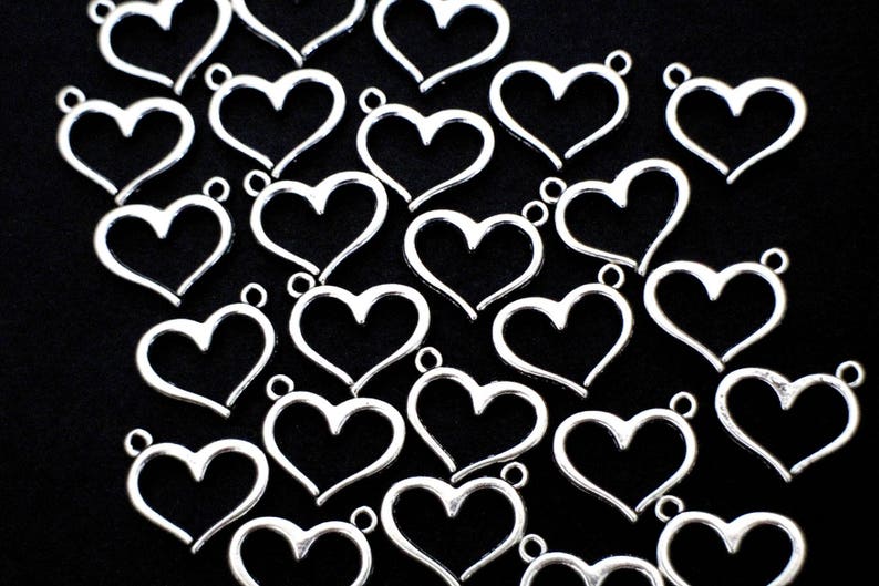 10 breloques coeurs en laiton argenté 16 x 12,5 mm pour vos créations bijoux thèmes amour amitié fêtes des mères ... image 4
