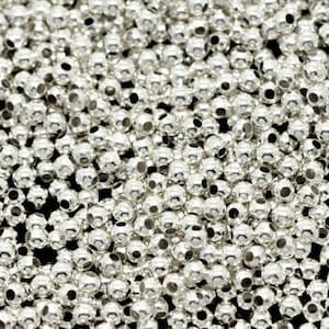 Perles intercalaires rondes lisse perles d'entretoises en laiton argenté dimensions au choix 2mm, 3mm, 4mm, 5mm, 6mm, 8mm, 10mm 2 mm / 200 perles