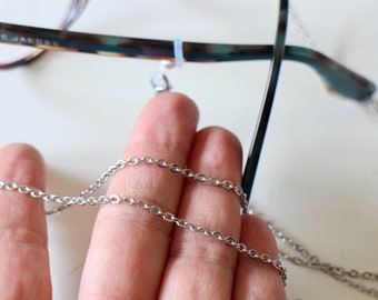 Chaine lunettes en acier inoxydable argenté Fait-main