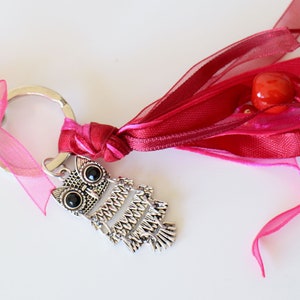 Bijou de sac porte clés chouette hibou Fait-main