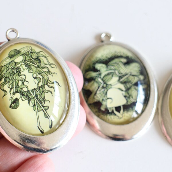 3 pendentifs ovales Fait-main