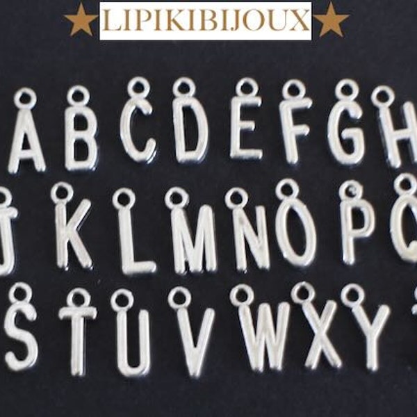 26 breloques lettres alphabet en métal argenté