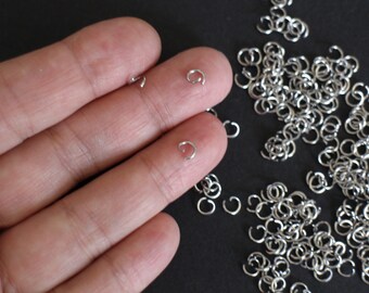 50 anneaux de jonction ronds ouverts en acier inoxydable argent 5 mm apprêts pour vos créations bijoux