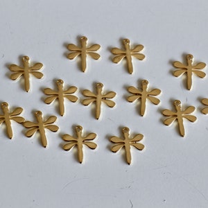 6 dragonfly charms in gold stainless steel 12 x 11 mm for your nature-themed jewelry creations image 2