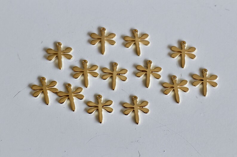 6 dragonfly charms in gold stainless steel 12 x 11 mm for your nature-themed jewelry creations image 2