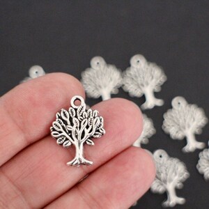 10 tree of life charms in silver-plated brass 22 x 17 mm for your nature jewelry creations