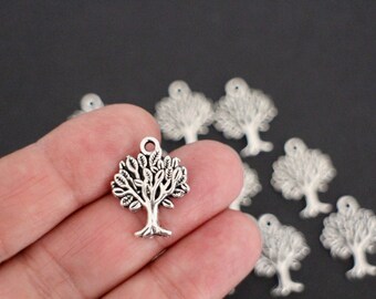 10 breloques arbres de vie en laiton argenté 22 x 17 mm pour vos créations bijoux nature