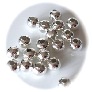 Smooth round spacer beads, silver-plated brass spacer beads, dimensions of your choice: 2mm, 3mm, 4mm, 5mm, 6mm, 8mm, 10mm 8 mm / 15 perles