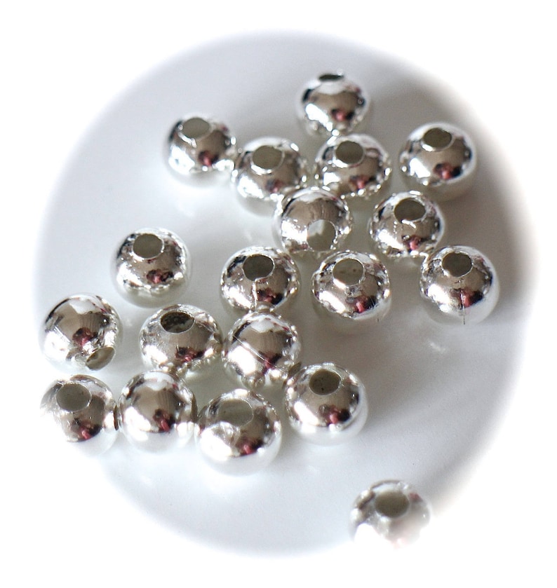 Perles intercalaires rondes lisse perles d'entretoises en laiton argenté dimensions au choix 2mm, 3mm, 4mm, 5mm, 6mm, 8mm, 10mm image 7