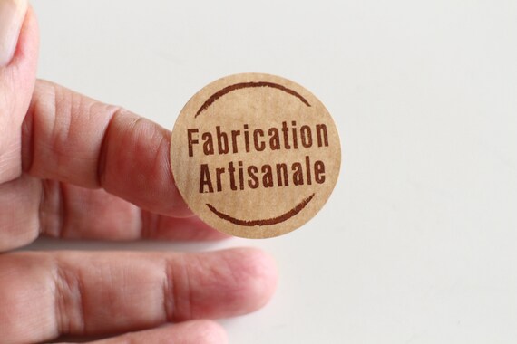 20 Autocollants ronds "Fabrication Artisanale" 35 mm