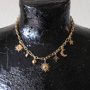Handmade gold stainless steel charm necklace