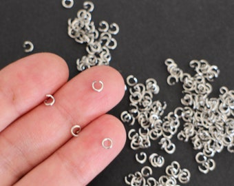 50 anneaux de jonction ronds ouverts en acier inoxydable argent 4 mm apprêts pour vos créations bijoux
