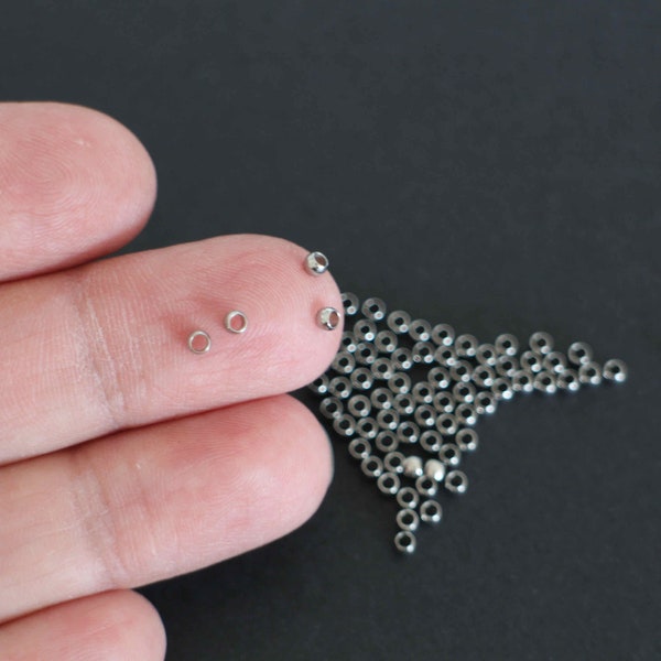 50 perles rondes à écraser en acier inoxydable argent 2,5 mm pour vos créations bijoux