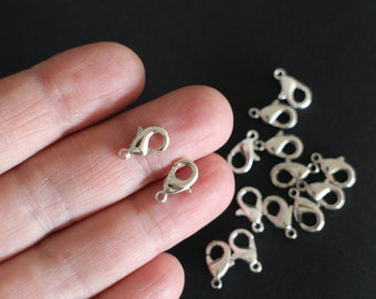 10 fermoirs mousquetons en laiton argenté mat 12 x 6 mm pour finaliser vos créations bijoux bracelet collier chaine de cheville ...