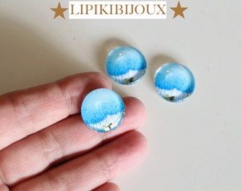 3 runde Cabochons Baum des Lebens blaue halbe Glasperle mit 20 mm Durchmesser für Ihre natürlichen und poetischen Schmuckkreationen