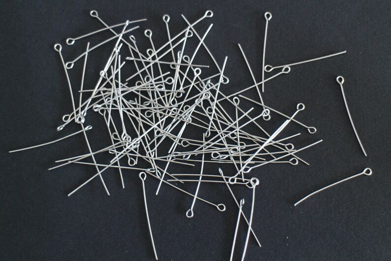 20 silver stainless steel eye rods, 40 mm image 4