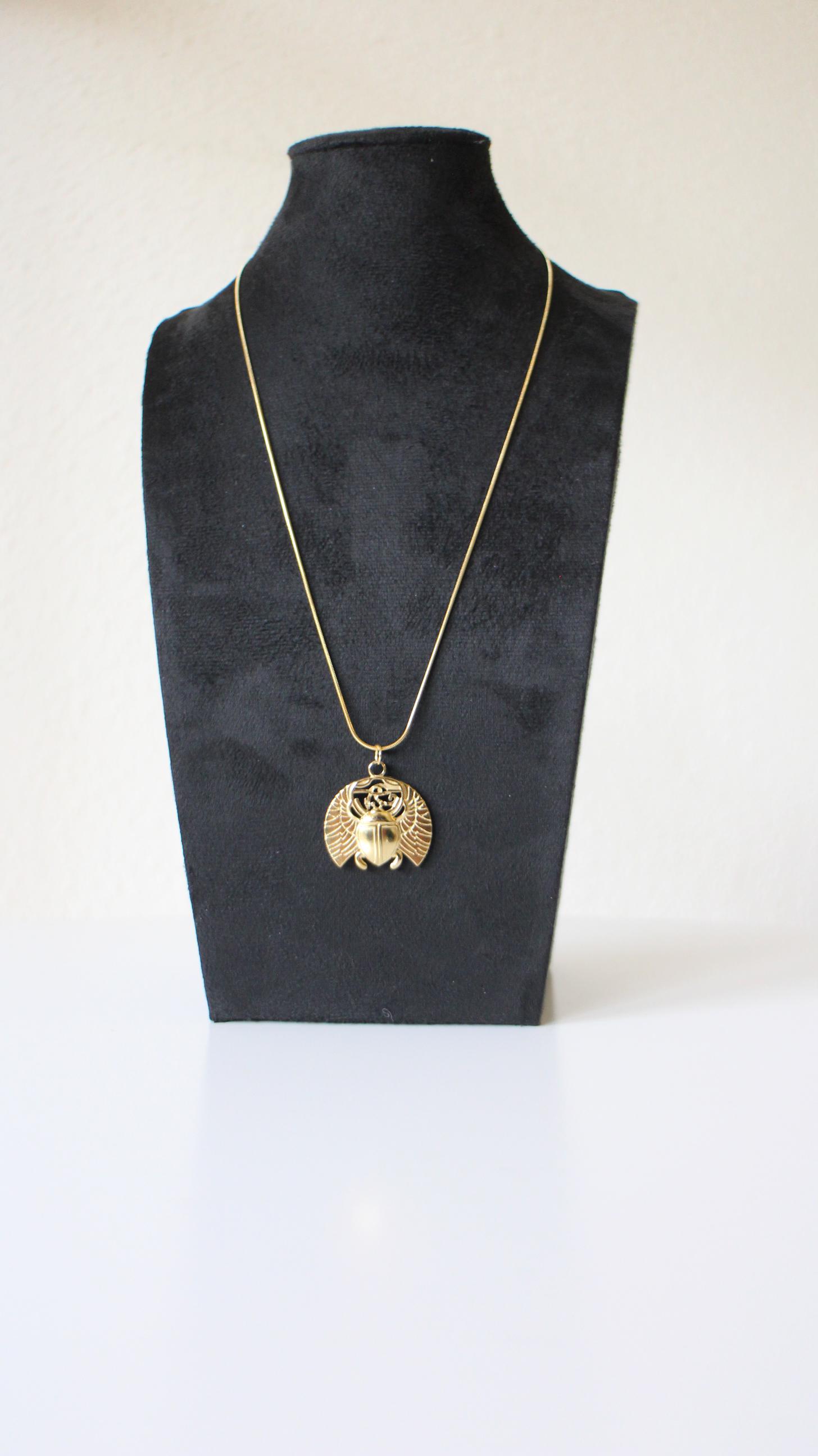 Collier Pendentif Scarabée Doré En Acier Inoxydable - Neuf Avec étiquettes (41-45 Cm)