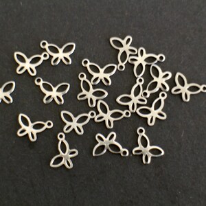 10 breloques papillons finement ciselés en acier inoxydable argent 11 x 8 mm pour vos créations bijoux nature image 3