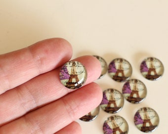 11 Eiffel Tower Paris glass cabochons 16 mm Handmade