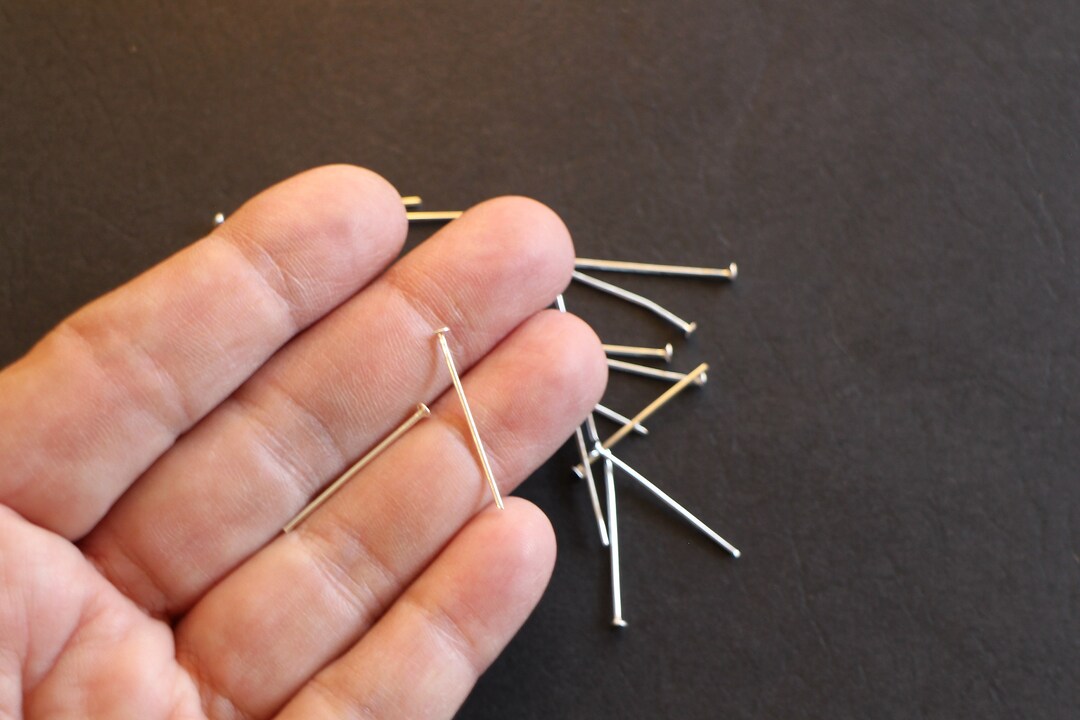 100 Tiges Clous à Tête Plate Métal Argenté - 35 X 2 X 0.7 Mm, Pour Bricolage Et Création