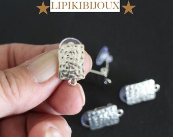 2 boucles d'oreilles une paire de clips avec boucle en métal argenté 19 x 12 mm pour oreilles non percés