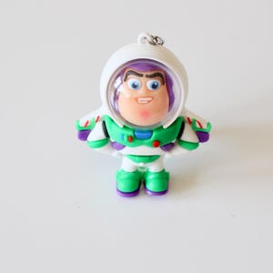 Buzz Lightyear Toy Story Keychain in Silver Stainless Steel Handmade