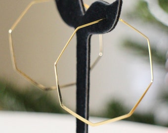 Octagonal hoop earrings in gold stainless steel