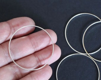 8 breloques connecteurs anneaux liens ronds cercles fermés en laiton argenté 40 mm pour vos créations bijoux