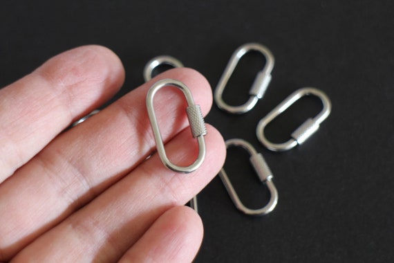 1 mousqueton fermoir à vis en Acier inoxydable argent 26 x 14 mm