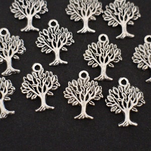 10 breloques arbres de vie en laiton argenté 22 x 17 mm pour vos créations bijoux nature image 2