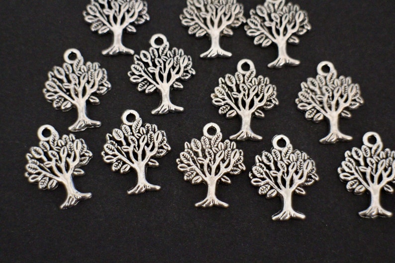 10 breloques arbres de vie en laiton argenté 22 x 17 mm pour vos créations bijoux nature image 2