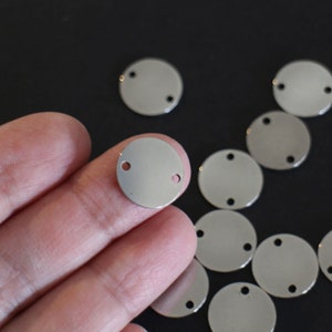10 connecteurs ronds lisses en acier inoxydable argent 15 mm avec possibilité de les faire graver image 3