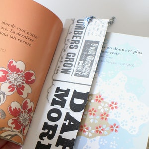 Marque-pages tiré du journal d'Harry Potter papier cartonné et coton Liberty Fait-main