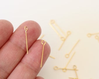 20 tiges clous à oeil boucle en acier inoxydable doré 20 mm apprêts qui mettront en valeur vos perles dans vos créations bijoux