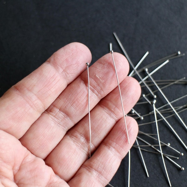 20 silver stainless steel ball-headed nail rods, 50 mm