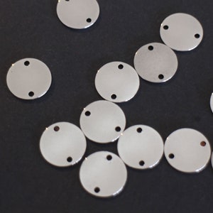 10 connecteurs ronds lisses en acier inoxydable argent 15 mm avec possibilité de les faire graver image 2