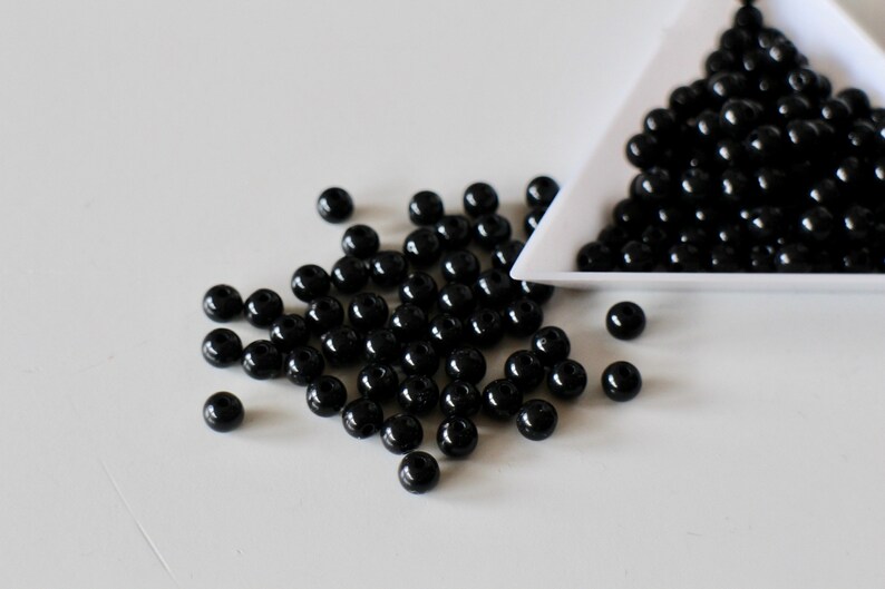 30 smooth round black acrylic beads 5 mm light for your jewelry creations image 3