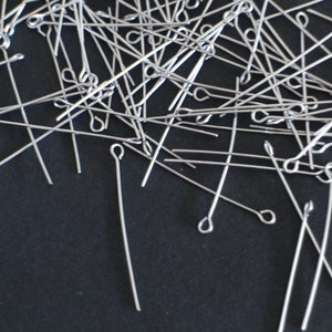 20 silver stainless steel eye rods, 40 mm image 2
